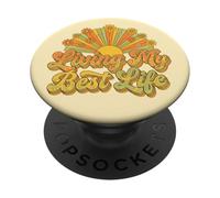 Vivre ma Meilleure Vie rétro des années 70 PopSockets PopGrip Adhésif