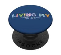 Vivre Mon Bonheur, Lettrage Pastel Brillant PopSockets PopGrip Adhésif