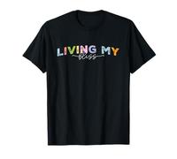 Vivre Mon Bonheur, Lettrage Pastel Brillant T-Shirt
