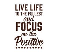 vivre pleinement sa vie et se concentrer sur le positif Stickers muraux en PVC 36x53.8cm Multicolore Café