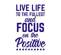 vivre pleinement sa vie et se concentrer sur le positif Stickers muraux en PVC 50.4x75.3cm Fourni avec un kit de film de transfert Bleu foncé