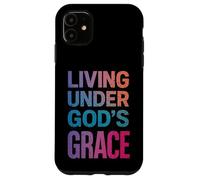 Vivre sous la grâce de Dieu : Une Foi chrétienne colorée Coque pour iPhone 11