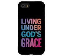 Vivre sous la grâce de Dieu : Une Foi chrétienne colorée Coque pour iPhone SE (2020) / 7/8
