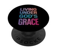Vivre sous la grâce de Dieu : Une Foi chrétienne colorée PopSockets PopGrip Adhésif