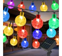 VIVREAL Boules à bulles solaires avec guirlande lumineuse - 12 m, 100 LED colorées, éclairage solaire pour jardin d’extérieur, en cuivre et ABS, idéal pour la terrasse, le jardin, la fête et le mariag