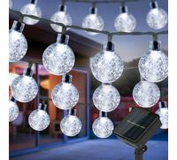 Vivreal Guirlande de 100 boules LED cristal solaires étanches, blanc froid - 12 m