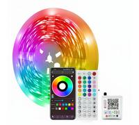 Vivreal HM-10-16 Bande lumineuse LED RGB intelligente - Bande lumineuse Bluetooth de 10 m avec changement de couleur, télécommande et contrôle via application, synchronisation musicale et fonction min