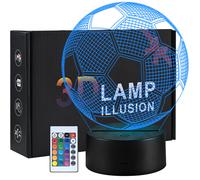 VIVREAL Veilleuse pour Enfants - Lampe LED 3D Football avec 7/16 Couleurs & Télécommande - Plastique + Composants Électroniques - 15 × 5 × 21 cm - Modèle 1-1