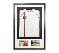 Vivrti DIY Adulte 3D Monté + Double Aperture Chemise sport Cadre d’affichage 61 x 91.5cm - Cadre noir, Monture blanche, Carte de soutien noir