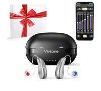 Vivtone Prothèses auditives Bluetooth avec appel téléphonique et diffusion de musique, contrôle par application pour un ajustement précis, aides auditives OTC rechargeables pour personnes âgées