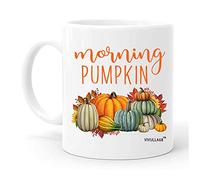 Vivulla68 Tasse à café citrouille du matin, tasse à café d'automne, tasses à thème d'automne, tasses à café d'automne, tasse en forme de citrouille, tasse Hello Fall, cadeau de Thanksgiving