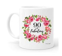 Vivulla68 Tasse d'anniversaire 90 Fabulous - Cadeau d'anniversaire pour femme, 90e anniversaire pour femme, décorations d'anniversaire 1934 pour femme, tasses de 90e anniversaire pour grand-mère