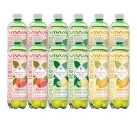 VIWA VITAMIN WATER Mix Thés glacés boissons rafraîchissantes zéro sucre avec vitamines et minéraux de 3 saveurs, 4 bouteilles par saveur, 600 ml, lot de 12