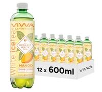 VIWA VITAMIN WATER Thé glacé blanc boisson rafraîchissante zéro sucre avec vitamines C, D et B. Saveur mangue, 600 ml, Pack de 12, White Tea