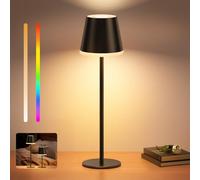 VIWAVE Lampe de Table Sans Fil Rechargeable,5200mAh Dimmable Lampe de Chevet avec Lumière chaude et RGB,Hauteur Réglable & IP54 Étanche pour Extérieur,Chambre,Dîner,Jardin,Café