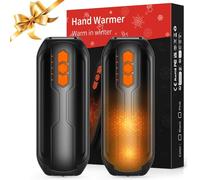 VIWAVE Lot de 2 Chaufferette Main Rechargeable USB avec LED,Portable Chaufrettes Reutilisable Main,6000mAh Chauffe Main Electrique de 5 Réglages de Température,Ski,Camping,Plein Air,Cadeau Homme Femme
