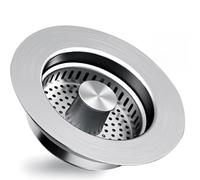 ViWaVee Bouchon Evier Cuisine Inoxydable 304, Filtre Evier avec Panier Anti-Odeur, Bonde Évier Cuisine Pressoir à Pression pour Éviers 73-87mm