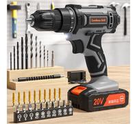 VIWKO Ensemble de perceuses sans fil 20 V avec bloc d'alimentation 2,0 Ah et chargeur, mandrin sans e 1,9 cm, position 25 + 1, 42 embouts/vis pour projets de bricolage (noir gris)