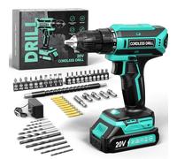 VIWKO Perceuse Visseuse Sans Fil, 20V Visseuse Devisseuse Sans Fil, 25+1 Réglages de Couple, Perceuse-visseuse Max 42Nm Visseuse, LED, jeu de 56 Accessoires pour l'Entretien et le Bricolage, Cyan