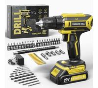 VIWKO Perceuse Visseuse Sans Fil, 20V Visseuse Devisseuse Sans Fil, 25+1 Réglages de Couple, Perceuse-visseuse Max 42Nm Visseuse, LED, jeu de 56 Accessoires pour l'Entretien et le Bricolage, Jaune