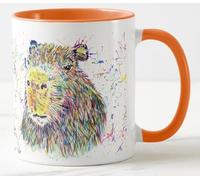 Vixar Capybara Grand Rongeur Aquarelle Art Tasse Tasse Cadeau Anniversaire Travail Bureau Noël Thé Café (Orange)