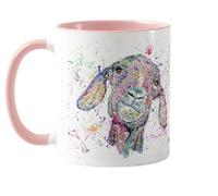 Vixar Goat Farm Animal Aquarelle Arc-en-ciel Art Tasse Tasse colorée Cadeau Anniversaire Travail Bureau Noël Café (Rose)