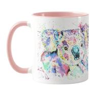 Vixar Koala Tasse colorée à l'aquarelle Arc-en-ciel Wildlife - Cadeau d'anniversaire, de travail, de bureau, de Noël - Rose