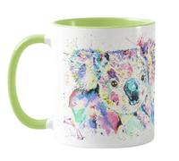 Vixar Koala Tasse colorée aquarelle arc-en-ciel animal sauvage tasse cadeau anniversaire, travail, bureau, Noël, thé, café (L vert)