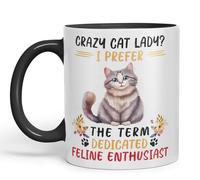 Vixar La folle aux chats ? Tasse colorée en céramique, je préfère les blagues sarcastiques, pour thé, café, infusion chaude, 330ml, 11Oz (noir)
