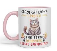 Vixar, la Folle aux Chats ? Tasse en céramique colorée I Prefer Sarcastic Joke, pour thé, café, Infusion Chaude, 330ml, 11Oz (Rose)