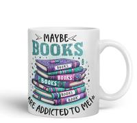 Vixar Mug coloré avec inscription « Maybe Books are Addicted to Me » - 325 ml - Blanc