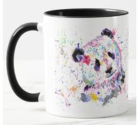 Vixar Mug coloré Panda Aquarelle Arc-en-ciel Art Tasse Cadeau Anniversaire Travail Bureau Noël Thé Café (Noir)