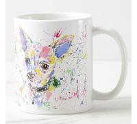 Vixar Mug coloré pour chihuahua à poils courts avec aquarelle - Cadeau d'anniversaire, de travail, de Noël, de thé, de café (blanc)