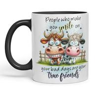 Vixar Mug humoristique avec inscription « People Who Make You Smile On Your Bad Days are Your True Friends » - 325 ml - Noir