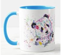 Vixar Panda Aquarelle Rainbow Art Tasse colorée Cadeau d'anniversaire, travail, bureau, Noël, thé, café (L bleu)