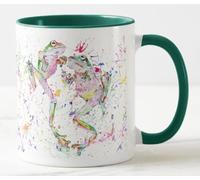 Vixar Tasse colorée en forme de grenouille dansant à l'aquarelle - Cadeau d'anniversaire, de travail, de bureau, de Noël (D vert)