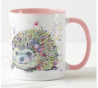 Vixar Tasse colorée en forme de hérisson avec aquarelle - Cadeau d'anniversaire, de travail, de bureau, de Noël - Rose