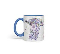 Vixar Tasse colorée en forme de lama lama sauvage animaux de la ferme aquarelle Cadeau d'anniversaire, de travail, de bureau, de thé, de café (C bleu)