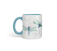 Vixar Tasse colorée en forme de libellules et d'insectes - Cadeau d'anniversaire, de travail, de bureau, de thé, de café (turquoise)