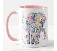 Vixar Tasse colorée en forme d'éléphant face à l'avant pour adulte - Motif animal sauvage - Cadeau d'anniversaire, de travail, de Noël, de thé, de café (rose)