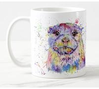Vixar Tasse colorée motif loutre de la faune britannique - Cadeau d'anniversaire, travail, bureau, Noël, thé, café (blanc)