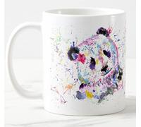 Vixar Tasse colorée motif panda aquarelle arc-en-ciel, cadeau, anniversaire, travail, bureau, Noël, thé, café (blanc)