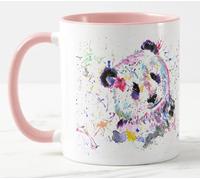 Vixar Tasse colorée Panda Aquarelle Arc-en-ciel Art Tasse Cadeau Anniversaire Travail Bureau Noël Thé Café (Rose)