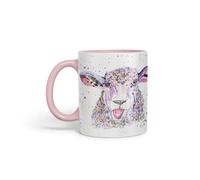 Vixar Tasse colorée pour le réveillon des moutons, animaux de la ferme - Cadeau d'anniversaire, de travail, de bureau, de thé, de café (rose)