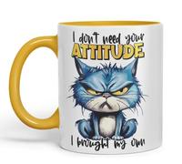 Vixar Tasse en céramique colorée avec inscription « I Don't Need Your Attitude - I Brought My Own » - Cadeau sarcastique amusant (jaune doré)