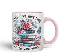 Vixar Tasse en céramique colorée avec inscription « There's No Such Thing As Too Many Books », 325 ml (Rose)