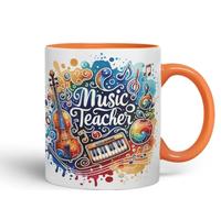 Vixar Tasse en céramique colorée pour professeur de musique « Thank You », cadeau de fin d'école, tasse pour thé, café, infusion chaude, 330 ml (orange)