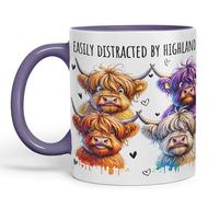 Vixar Tasse en céramique colorée pour thé, café, infusion chaude, 330 ml, violet