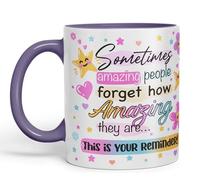 Vixar Tasse en céramique colorée Sometimes Amazing People Forgot... Cadeau 330 ml pour le travail, le bureau, le thé, le café (violet)
