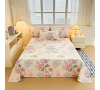 VIXDA 1 Drap Plat en Coton à Fleurs, Doux, pour Adultes et Enfants, Linge de lit Simple ou Double (sans taie d'oreiller)